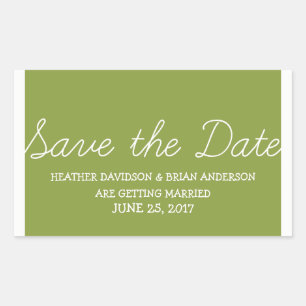 Sticker Rectangulaire Whimsy Save the Date Stickers, Olive Green