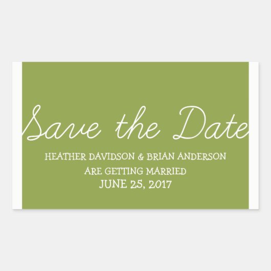 Sticker Rectangulaire Whimsy Save the Date Stickers, Olive Green (Devant)