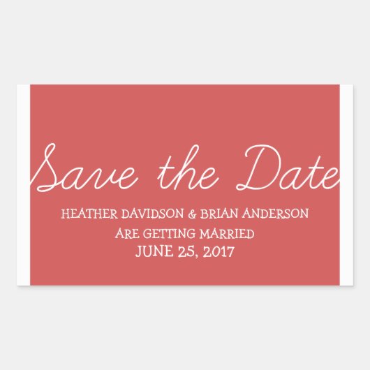 Sticker Rectangulaire Whimsy Save the Date Stickers, Rouge (Devant)