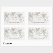 Sticker Rectangulaire White 3D Roses Wedding Thank You (Feuille)