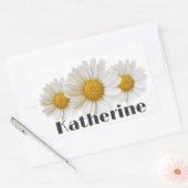 Sticker Rectangulaire White Daisies Nom personnalisé Floral (Enveloppe)