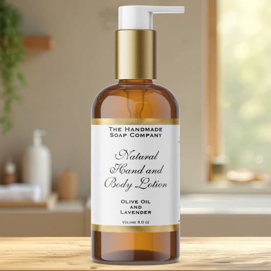 Sticker Rectangulaire White & Gold Foil Cosmetics Bottle Label