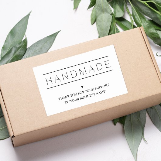 Sticker Rectangulaire White Minimalist Handmade Artisan Gratitude