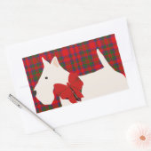 Sticker Rectangulaire White Scottish Terrier Tartan  (Enveloppe)