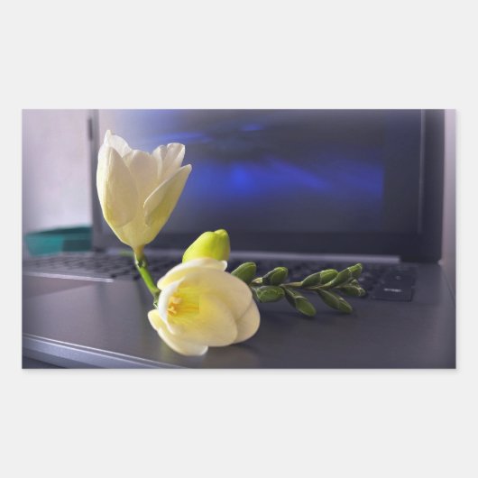 Sticker Rectangulaire White yellow freesia (Devant)