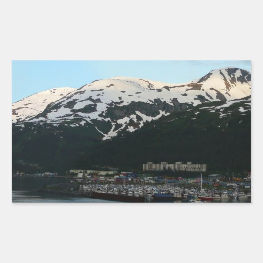 Sticker Rectangulaire Whittier at Dusk Pittoresque Alaska Photographie (Devant)