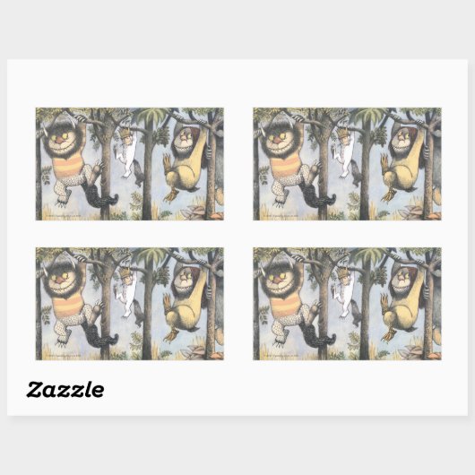 Sticker Rectangulaire Wild Things and Max Swinging From Trees (Feuille)