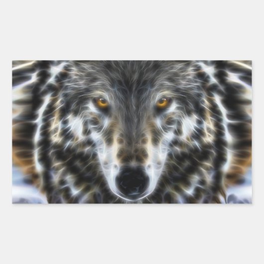 Sticker Rectangulaire Wild Wolf Portrait inspirant (Devant)