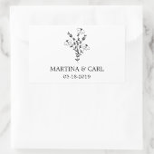 Sticker Rectangulaire Wildflowers and Branches Wedding Monogram in Black (Sac)