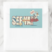 Sticker Rectangulaire WILE E. COYOTE™ Rocketing Past ROAD RUNNER™ (Sac)