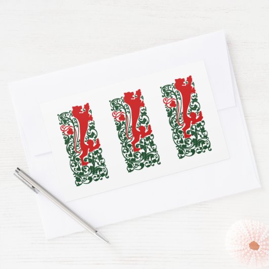 Sticker Rectangulaire Will Bradley Heraldic Lion (Enveloppe)