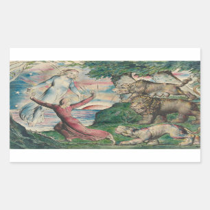Sticker Rectangulaire William Blake -Dante Courir des trois bêtes