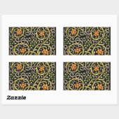 Sticker Rectangulaire William Morris Black Floral Art (Feuille)