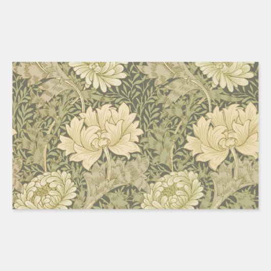 Sticker Rectangulaire William Morris Chrysanthemum Fleur d'âge (Devant)