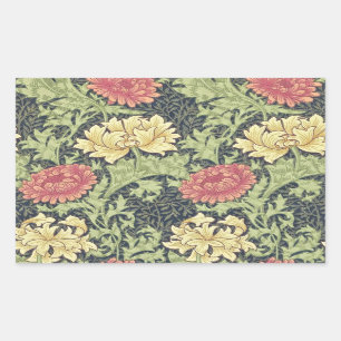 Sticker Rectangulaire William Morris Chrysanthemum Vintage Floral Art