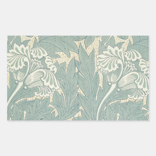 Sticker Rectangulaire William Morris Classique Tulipe Bleu Floral (Devant)