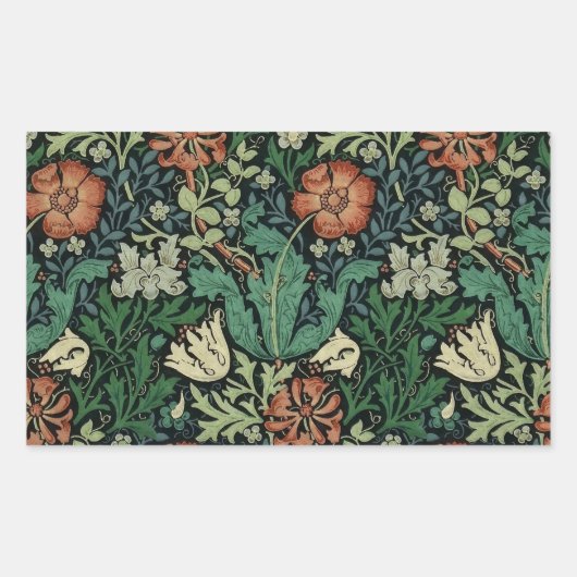 Sticker Rectangulaire William Morris Compton Floral Art (Devant)