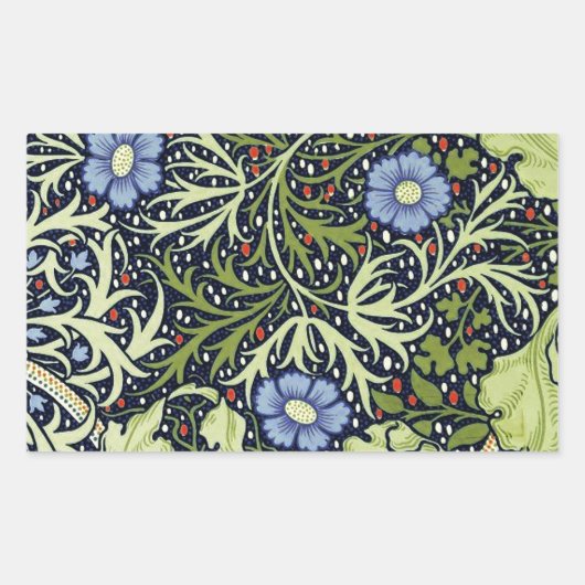 Sticker Rectangulaire William Morris Fleur d'antiquité aux algues marine (Devant)