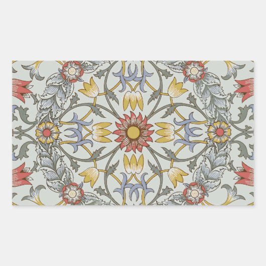 Sticker Rectangulaire William Morris Floral Circle Flower Illustration (Devant)