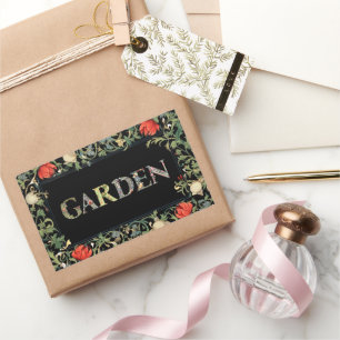 Sticker Rectangulaire William Morris Floral Garden Moto et cadre