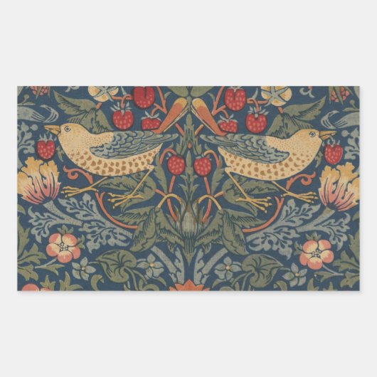 Sticker Rectangulaire William Morris Fraise Voleurs Oiseaux (Devant)