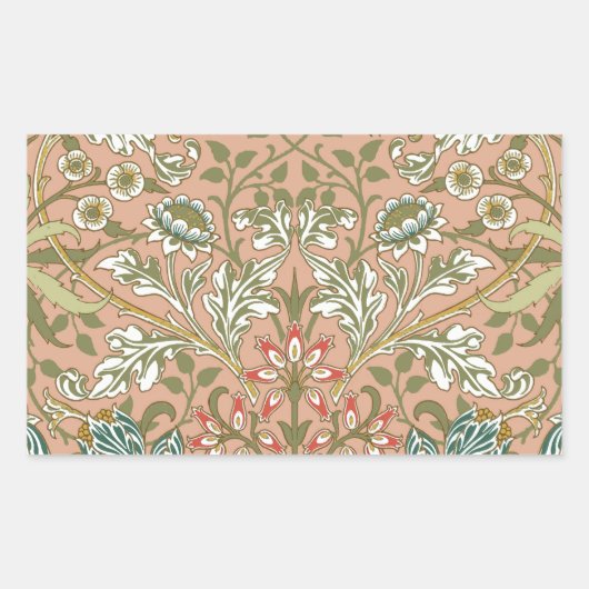 Sticker Rectangulaire William Morris Hyacinth Flower Rose Art (Devant)