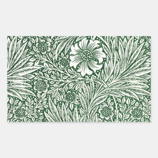 Sticker Rectangulaire william morris marigold vert floral fleur (Devant)