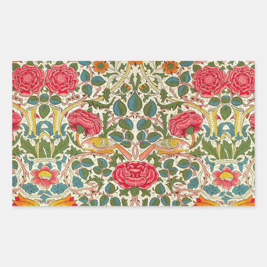 Sticker Rectangulaire William Morris Rose Floral Chintz rose (Devant)