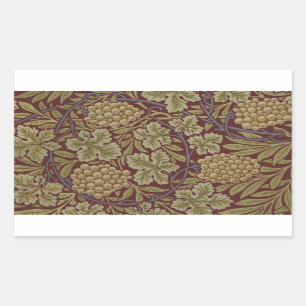 Sticker Rectangulaire William Morris Vine Grappe Rouge Vert Art