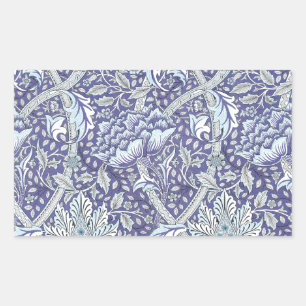 Sticker Rectangulaire William Morris Windrush Motif Bleu Floral