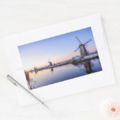 Sticker Rectangulaire Windmills en hiver en Holland rectangulaire autoco (Enveloppe)