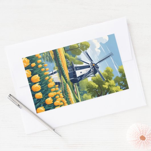 Sticker Rectangulaire Windmills Pays-Bas (Enveloppe)