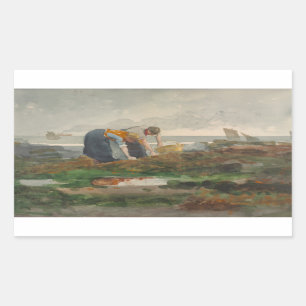 Sticker Rectangulaire Winslow Homer - Les cueilleurs de moules