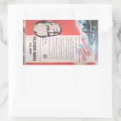 Sticker Rectangulaire Winston Churchill, Réimpression de l'affiche de Br (Sac)