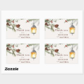 Sticker Rectangulaire Winter Greenery Red Cardinal & Berries Mariage (Feuille)