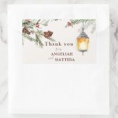 Sticker Rectangulaire Winter Greenery Red Cardinal & Berries Mariage (Sac)