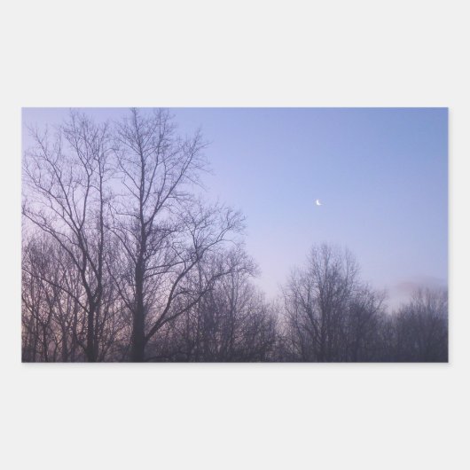 Sticker Rectangulaire Winter Moon Matin Paysage Photographie (Devant)