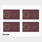 Sticker Rectangulaire Winter Red Berries Wreath Gold Joyeux Noël (Feuille)