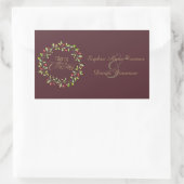 Sticker Rectangulaire Winter Red Berries Wreath Gold Joyeux Noël (Sac)