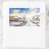 Sticker Rectangulaire Wintery Lane Watercolor (Sac)
