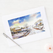 Sticker Rectangulaire Wintery Lane Watercolor (Enveloppe)