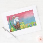 Sticker Rectangulaire Wire et neige d'Eurasie & Primroses (Enveloppe)