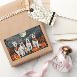 Sticker Rectangulaire Wirefox Terrier Halloween Éffrayant