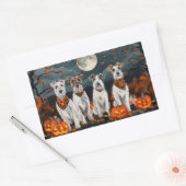 Sticker Rectangulaire Wirefox Terrier Halloween Éffrayant (Enveloppe)