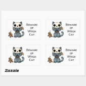 Sticker Rectangulaire Witch Cat Voodoo Doll Custom Text (Feuille)