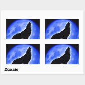Sticker Rectangulaire Wolf Howling à Moon (Feuille)