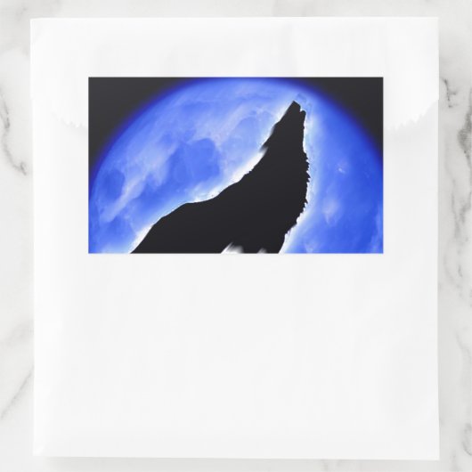 Sticker Rectangulaire Wolf Howling à Moon (Sac)