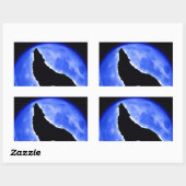 Sticker Rectangulaire Wolf Howling à Moon (Feuille)