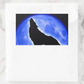Sticker Rectangulaire Wolf Howling à Moon (Sac)