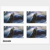 Sticker Rectangulaire Wolf hurle sur la lune (Feuille)